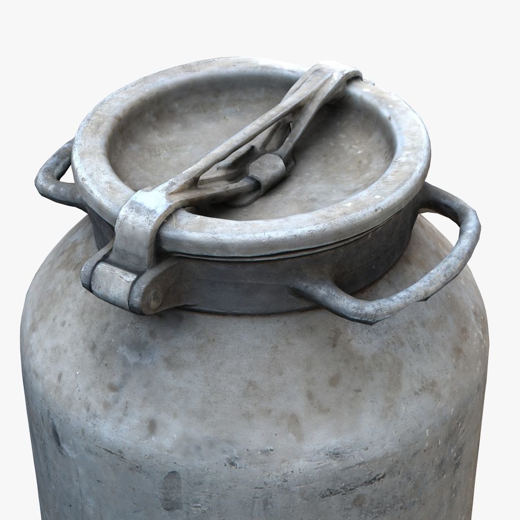 3D Old Aluminum Flask Low-poly 3D model_8