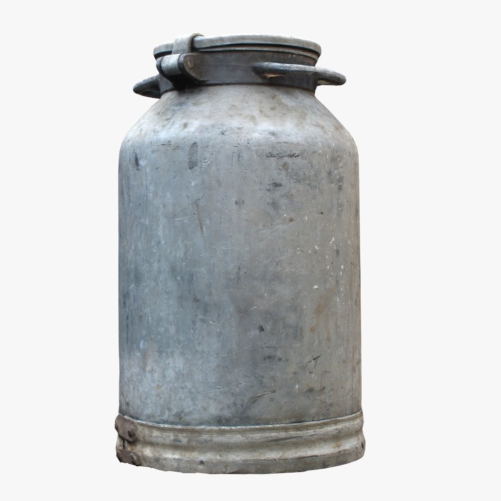 3D Old Aluminum Flask Low-poly 3D model_6