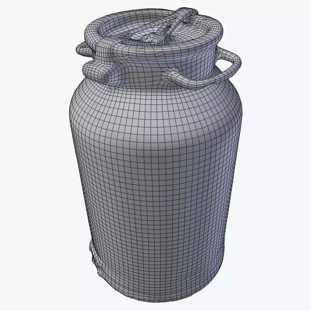 3D Old Aluminum Flask Low-poly 3D model_0