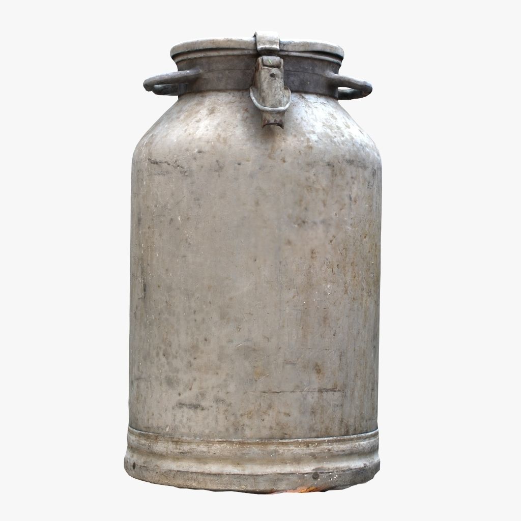 3D Old Aluminum Flask Low-poly 3D model_5