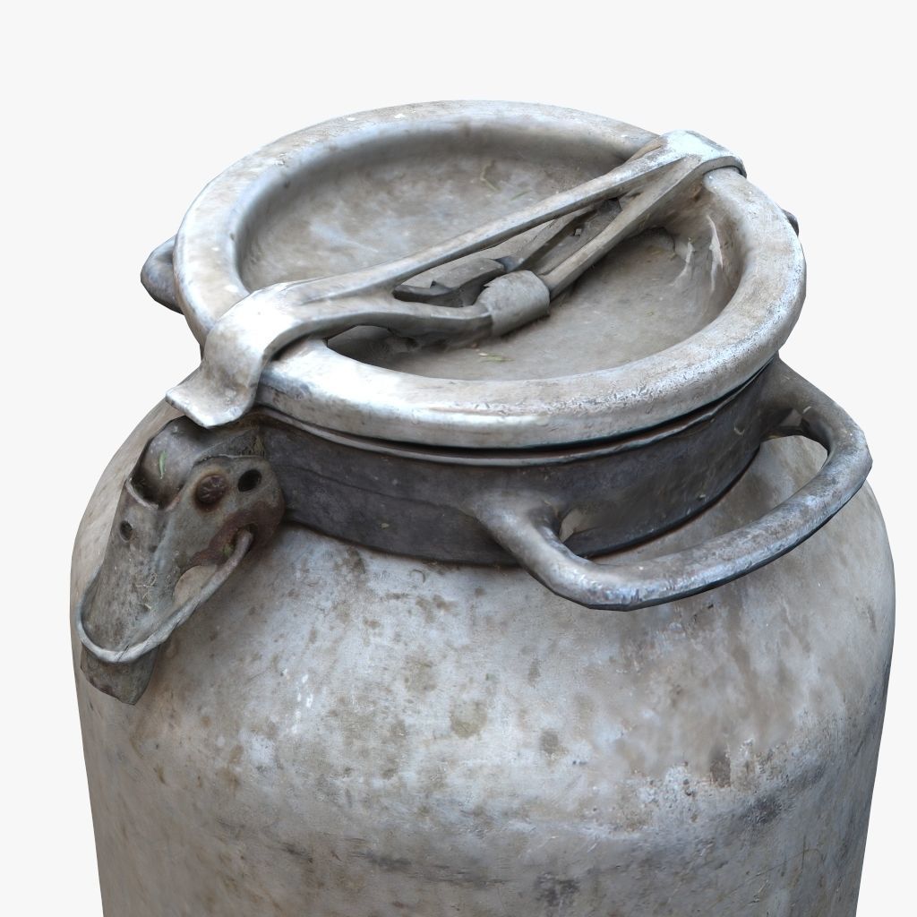 3D Old Aluminum Flask Low-poly 3D model_9