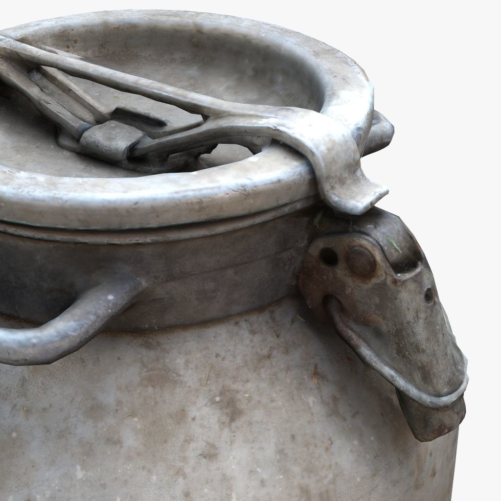 3D Old Aluminum Flask Low-poly 3D model_7