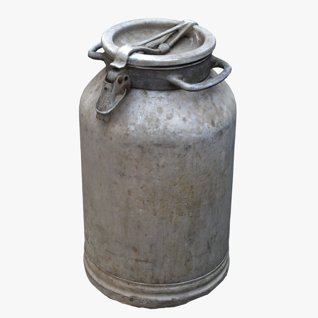 3D Old Aluminum Flask Low-poly 3D model_3