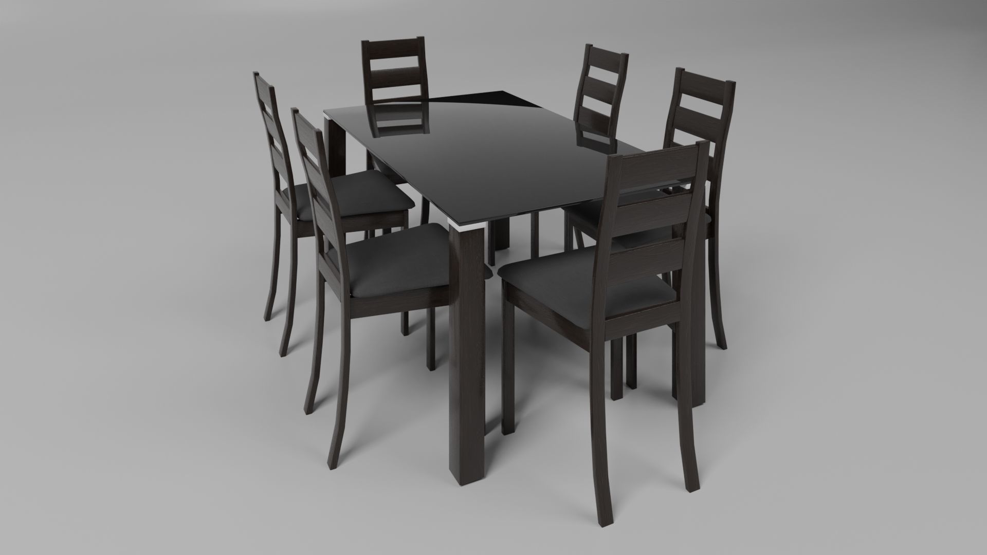 Dining Table set Low-poly 3D model_1