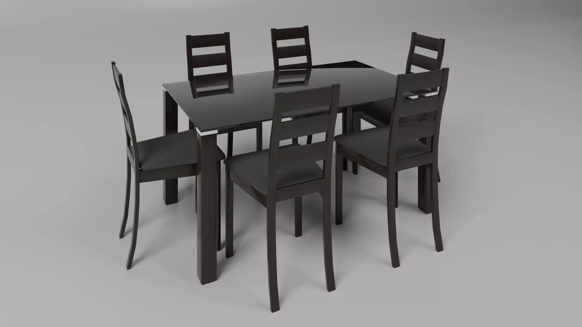 Dining Table set Low-poly 3D model_0