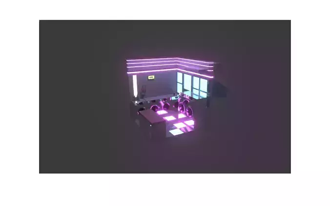 laundry room with neon lights