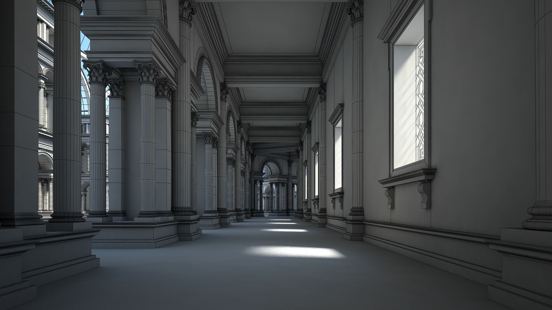 Gallery of an Imperial Palace 3D model_28