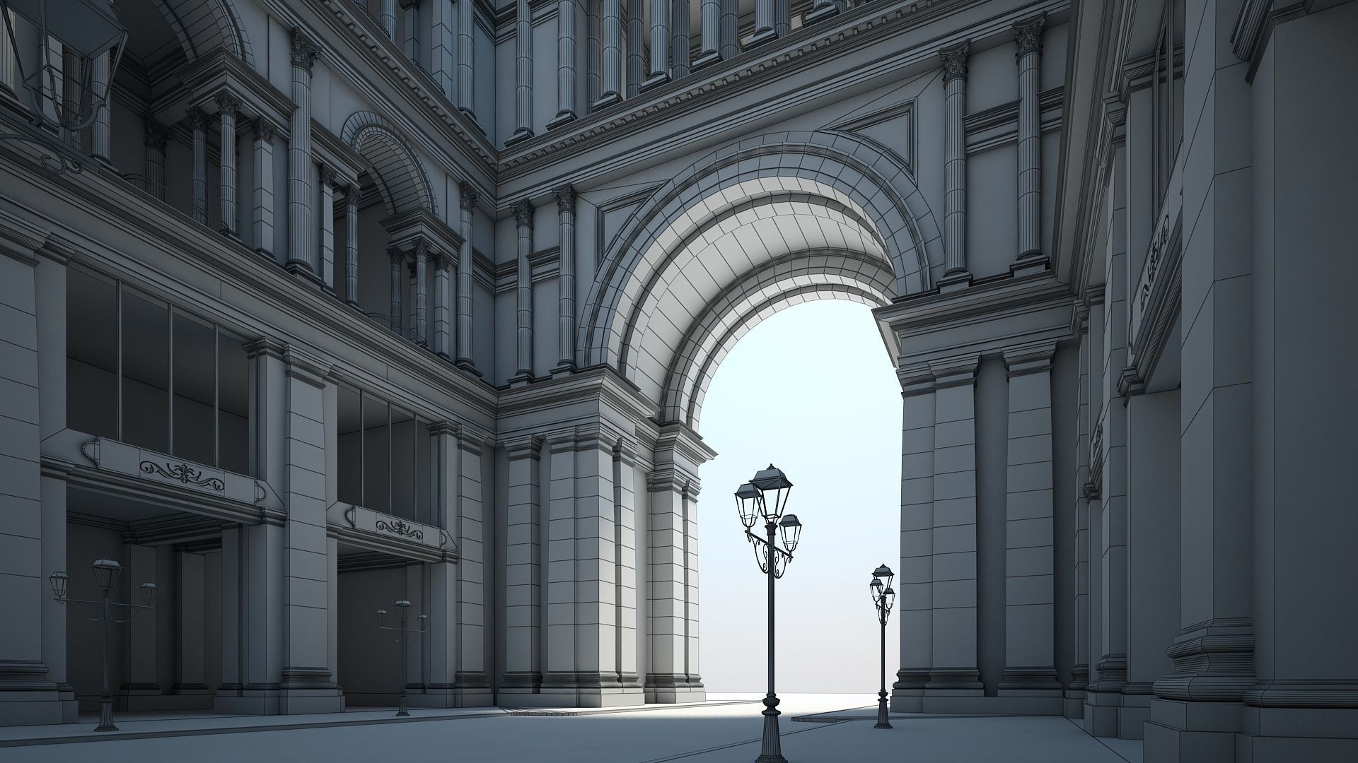 Gallery of an Imperial Palace 3D model_24