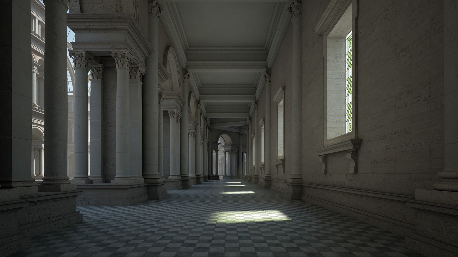 Gallery of an Imperial Palace 3D model_13