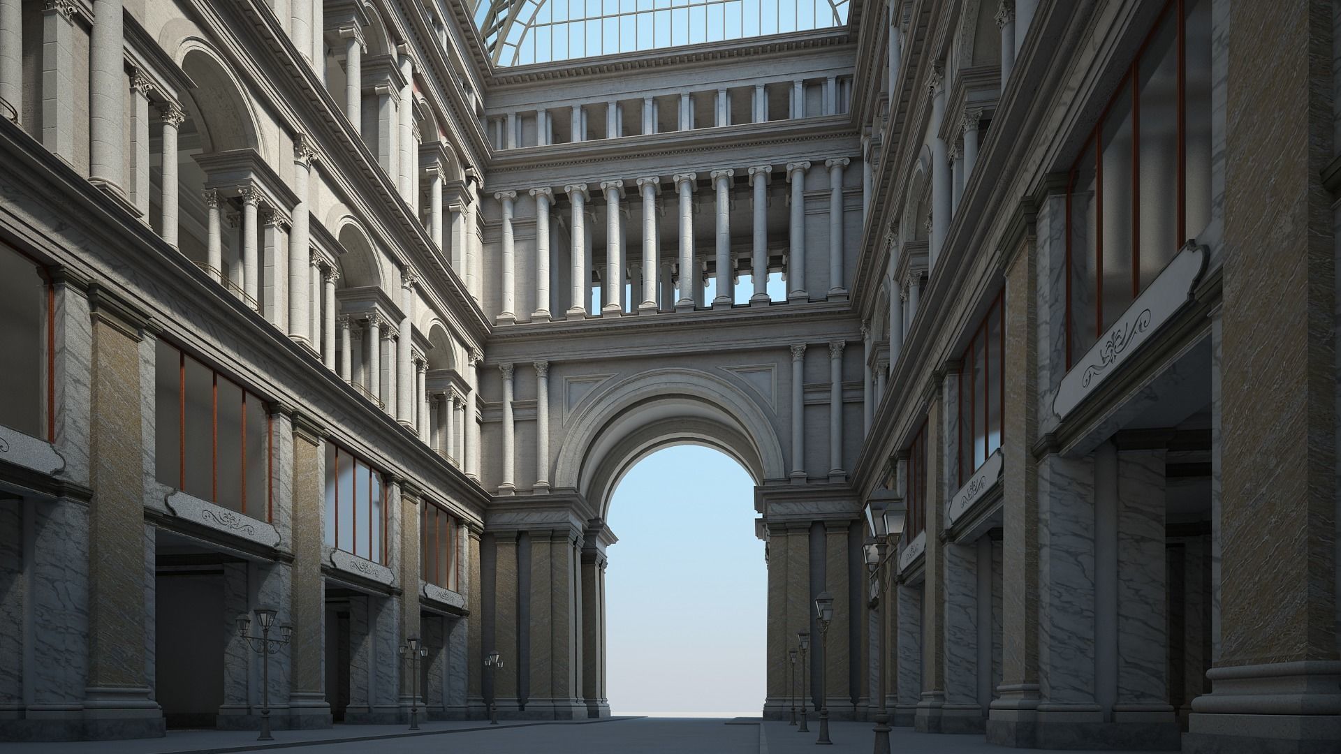 Gallery of an Imperial Palace 3D model_10