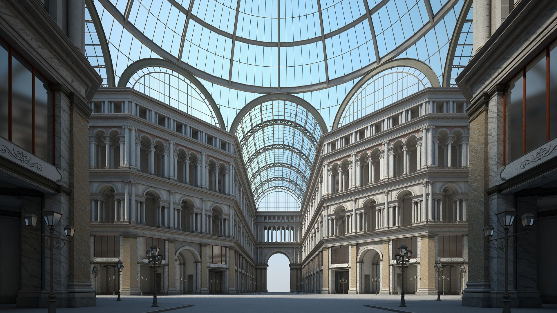 Gallery of an Imperial Palace 3D model_7