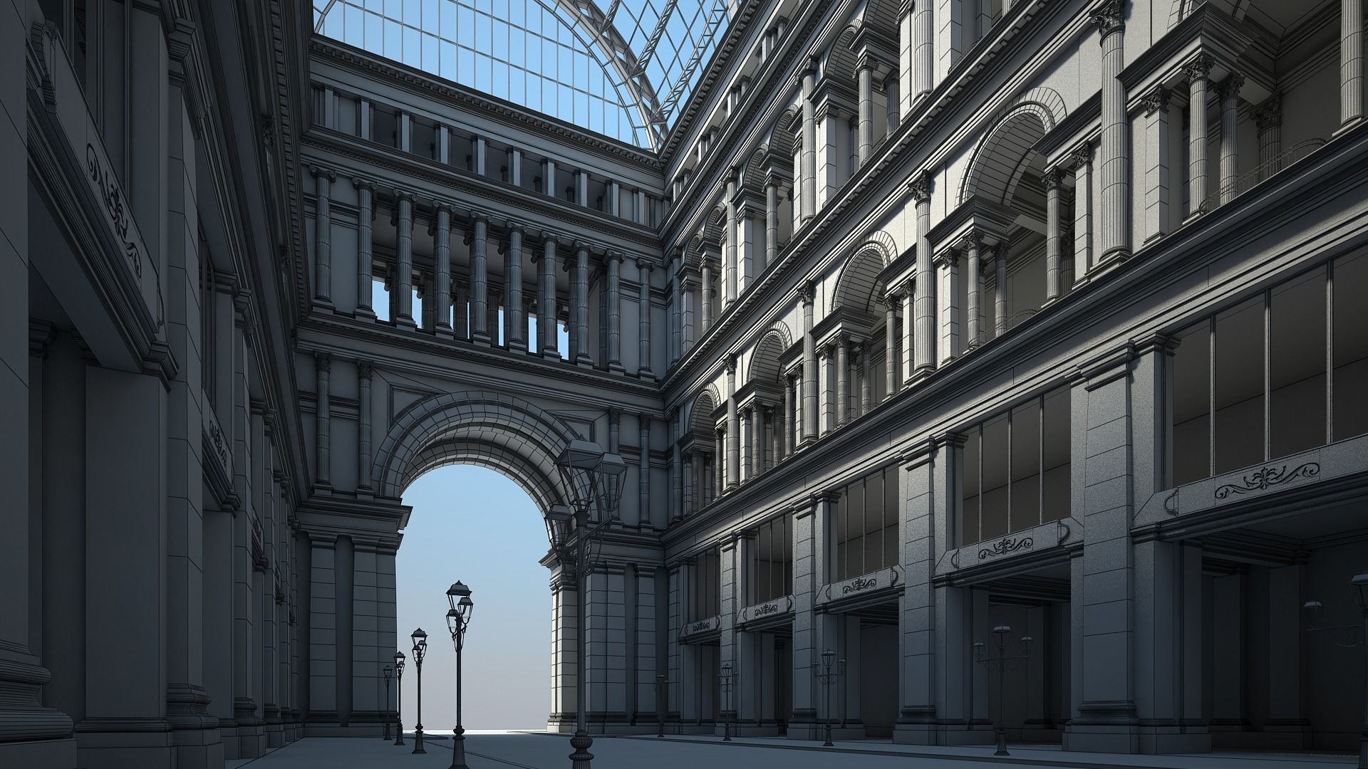 Gallery of an Imperial Palace 3D model_23