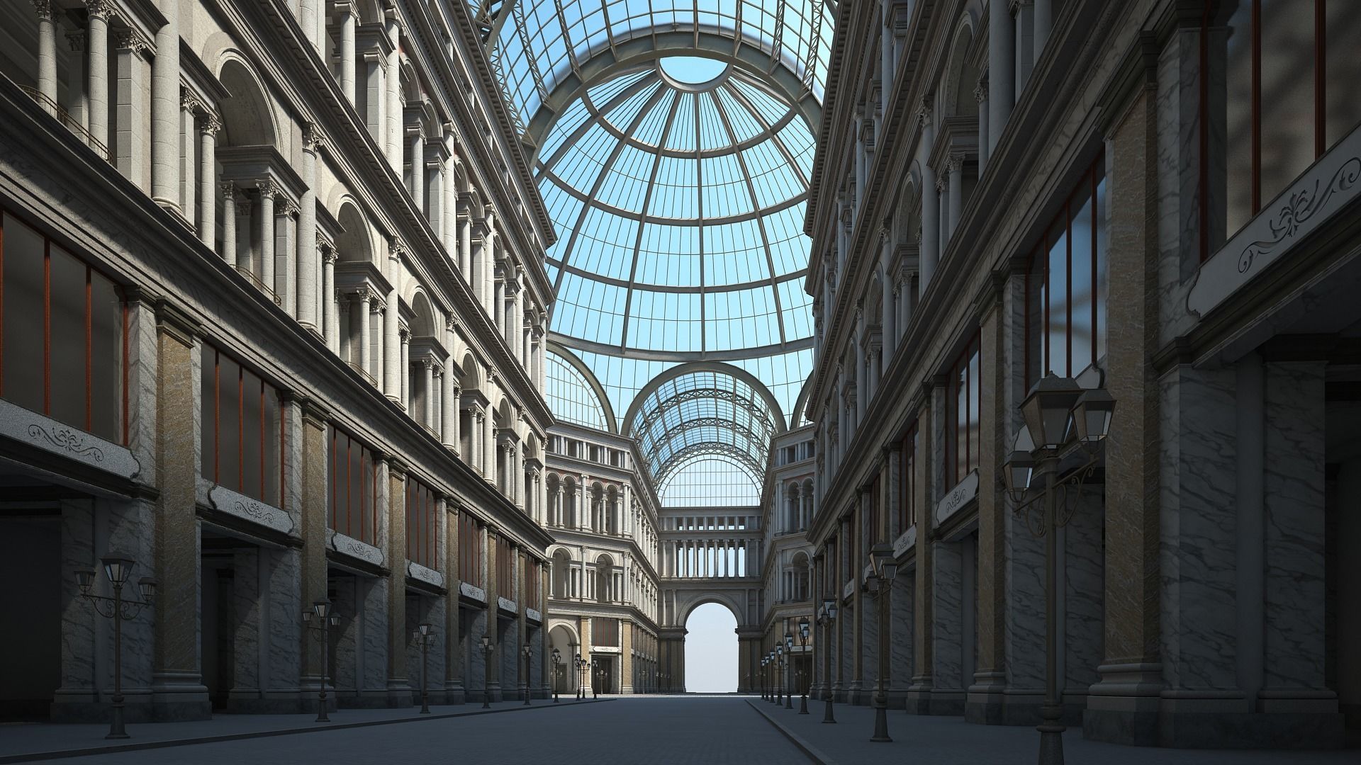 Gallery of an Imperial Palace 3D model_2