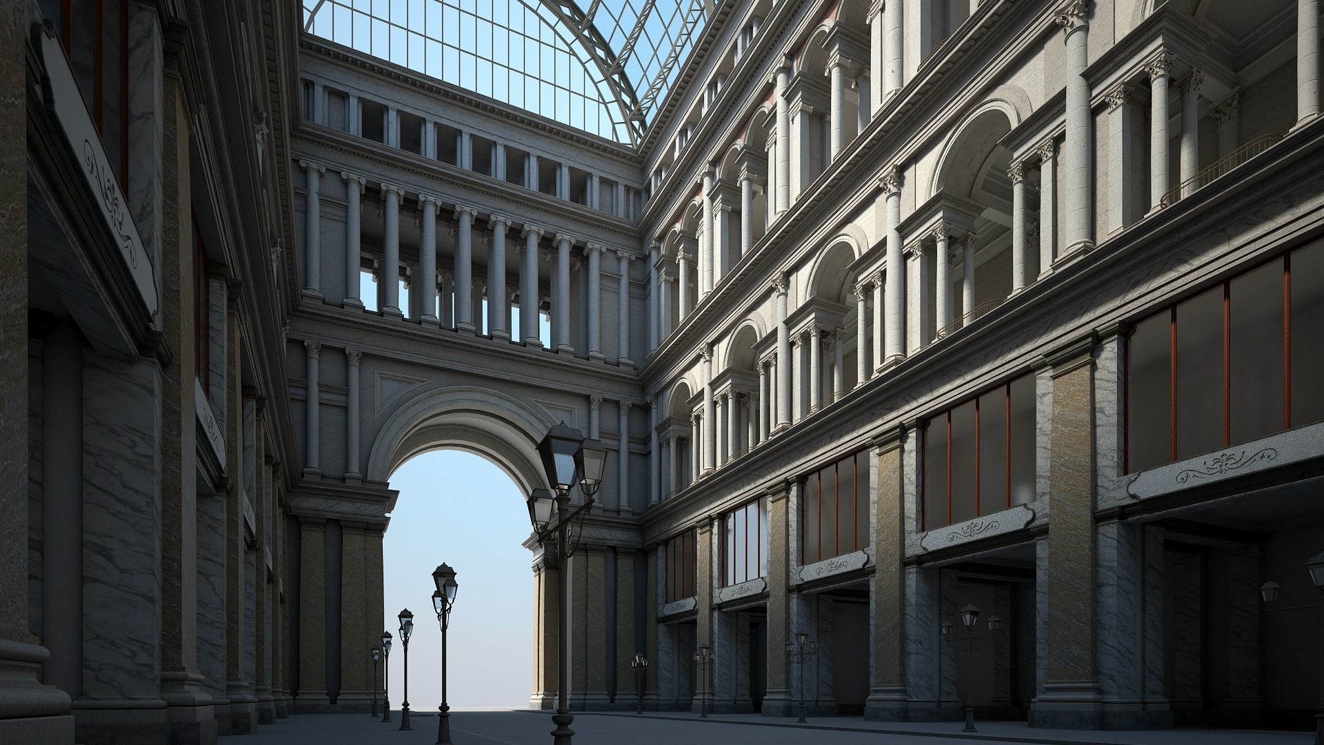 Gallery of an Imperial Palace 3D model_8