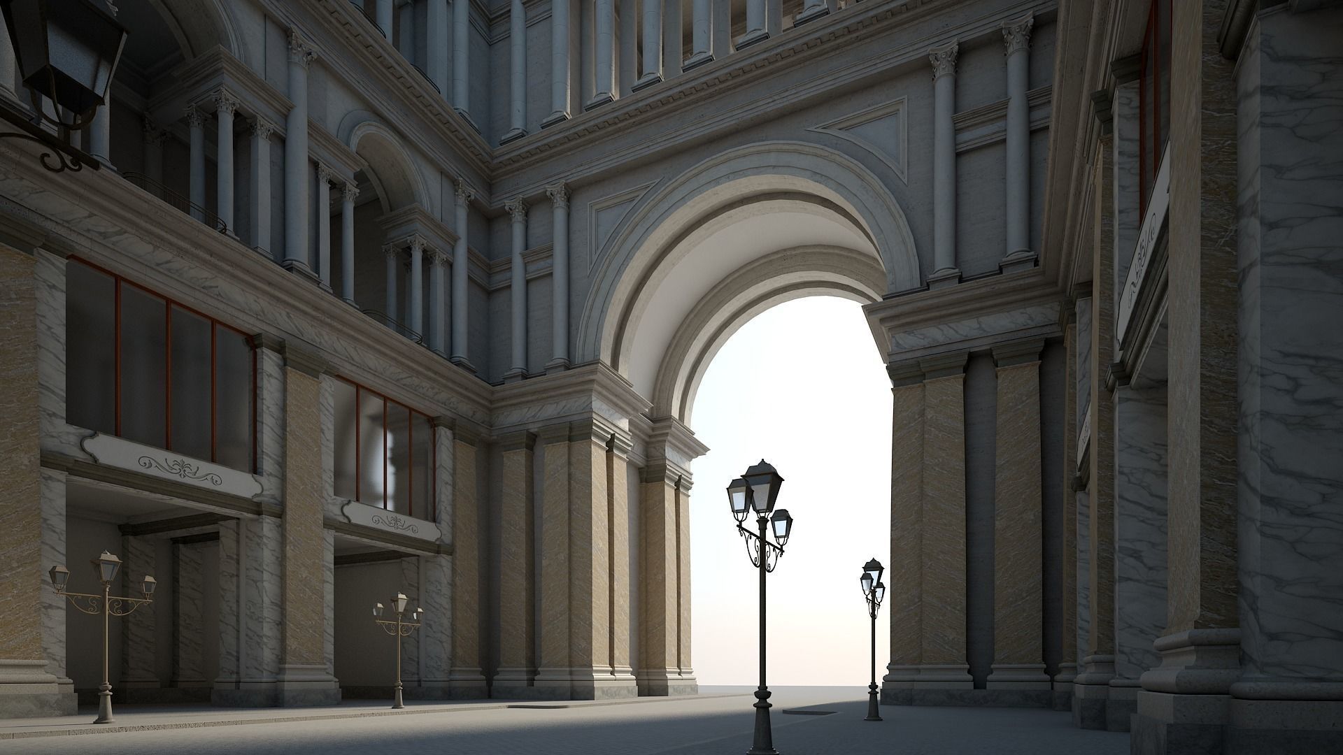 Gallery of an Imperial Palace 3D model_9