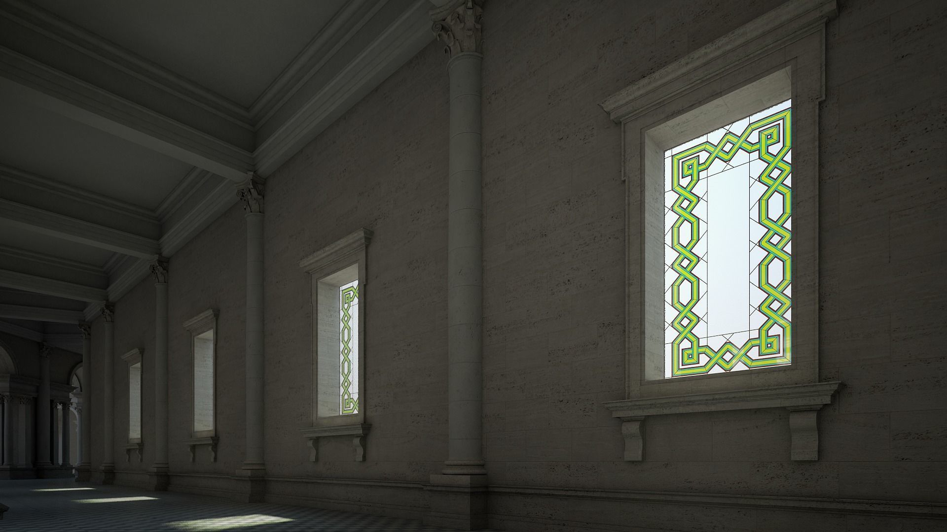 Gallery of an Imperial Palace 3D model_14