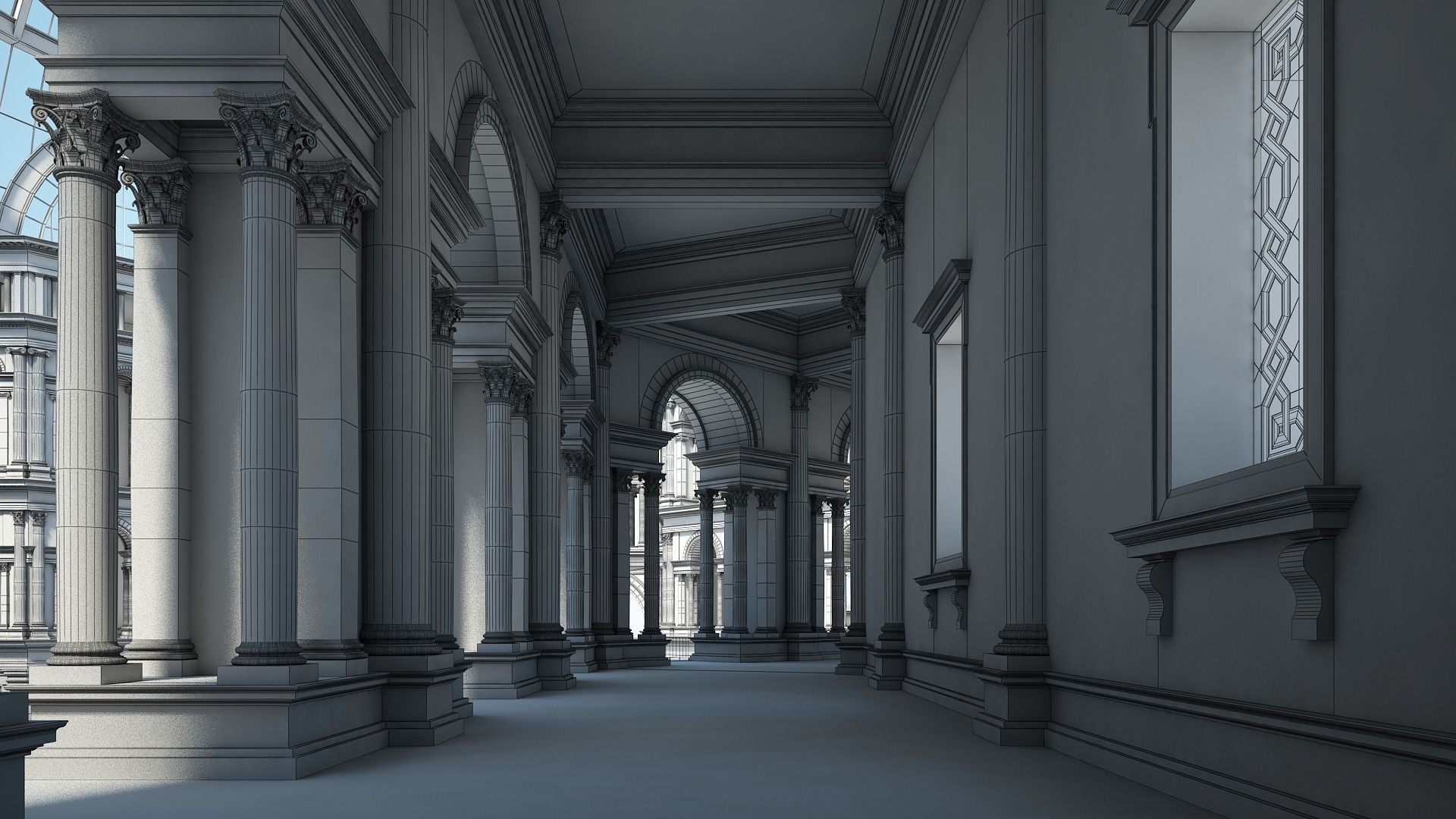 Gallery of an Imperial Palace 3D model_27