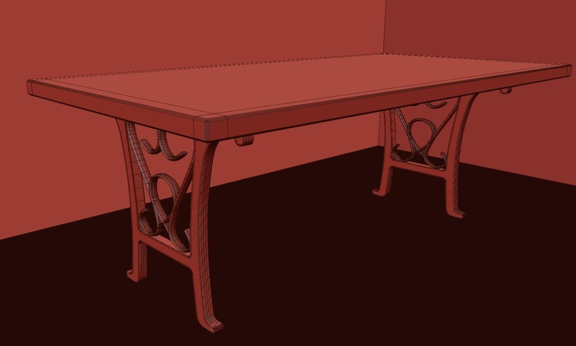 Retro Table 3D model_2