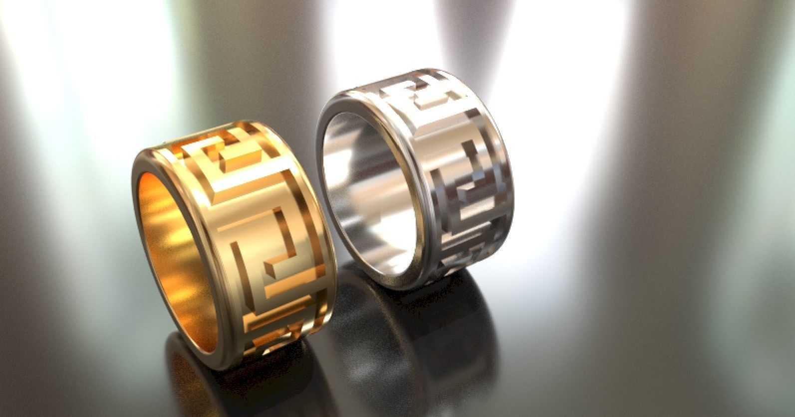 Greek Keys Ring 3D print model_1