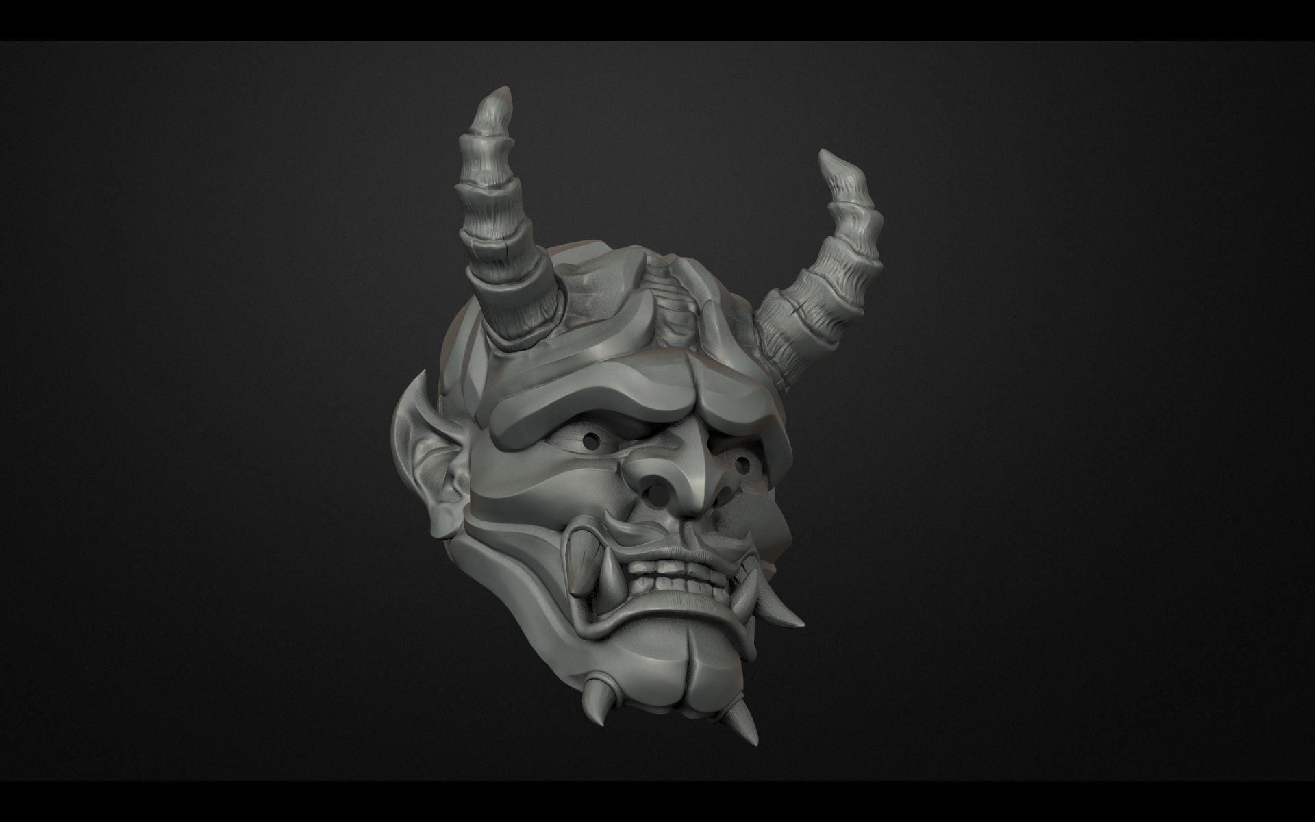 Traditional Japanese Hannya Mask Oni Mask Samurai Mask  3D print model_3