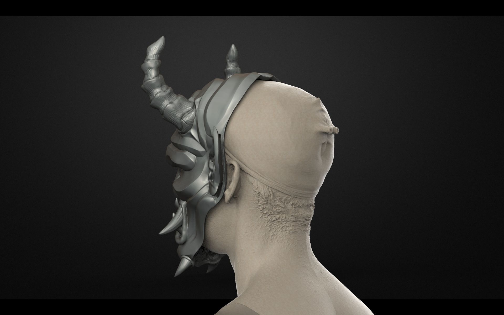 Traditional Japanese Hannya Mask Oni Mask Samurai Mask  3D print model_10