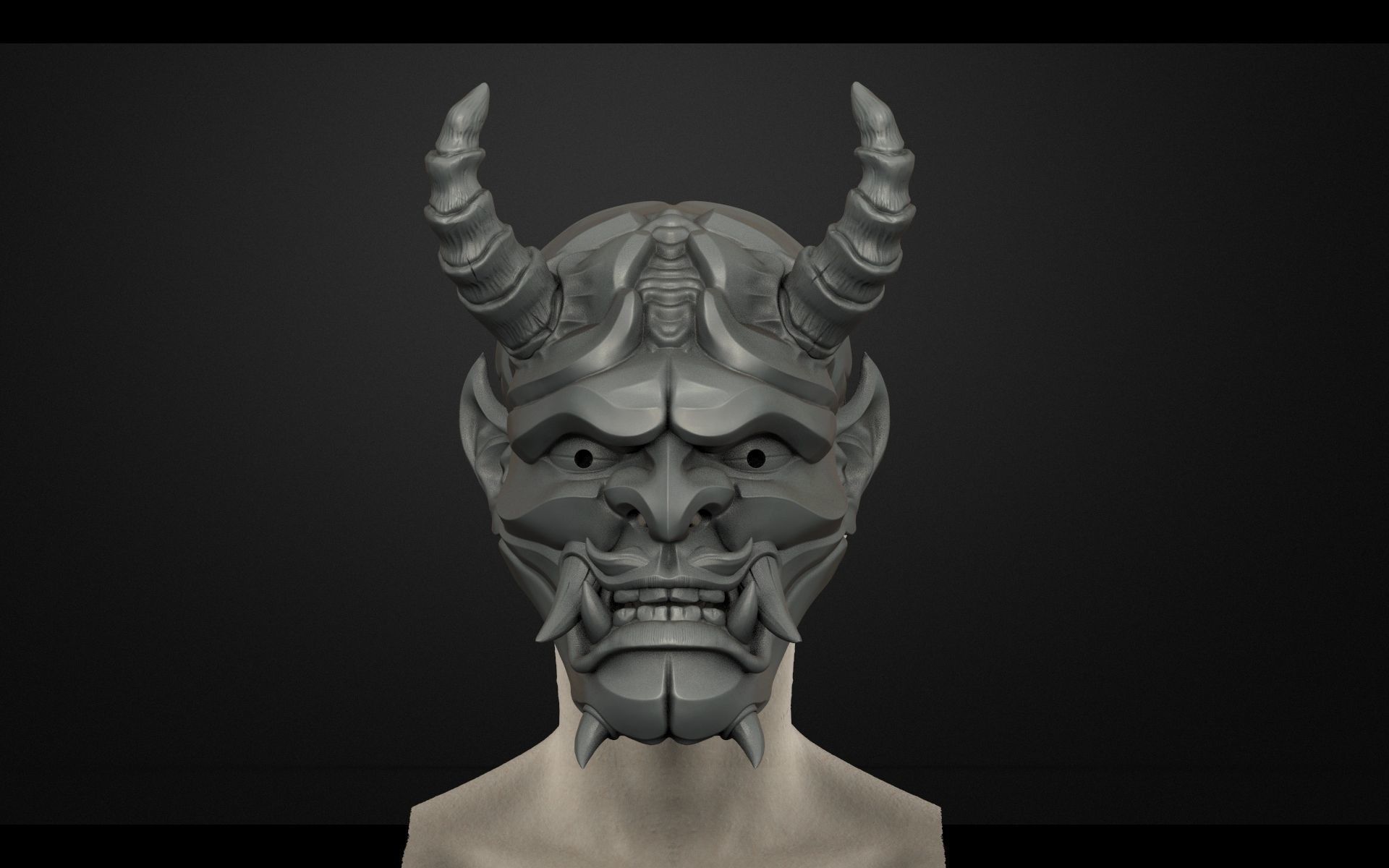 Traditional Japanese Hannya Mask Oni Mask Samurai Mask  3D print model_5