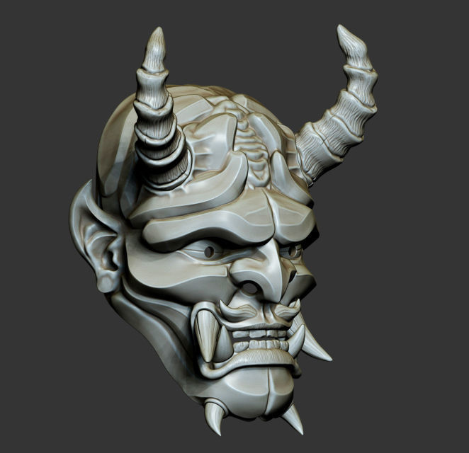 Traditional Japanese Hannya Mask Oni Mask Samurai Mask  3D print model_2