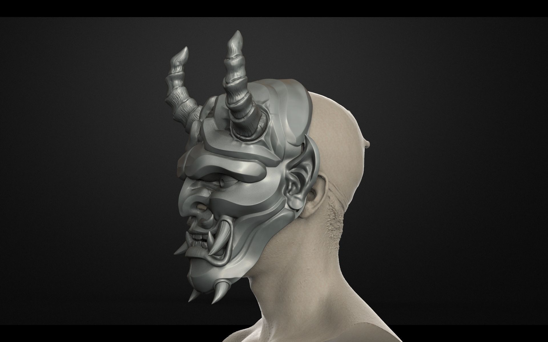 Traditional Japanese Hannya Mask Oni Mask Samurai Mask  3D print model_8