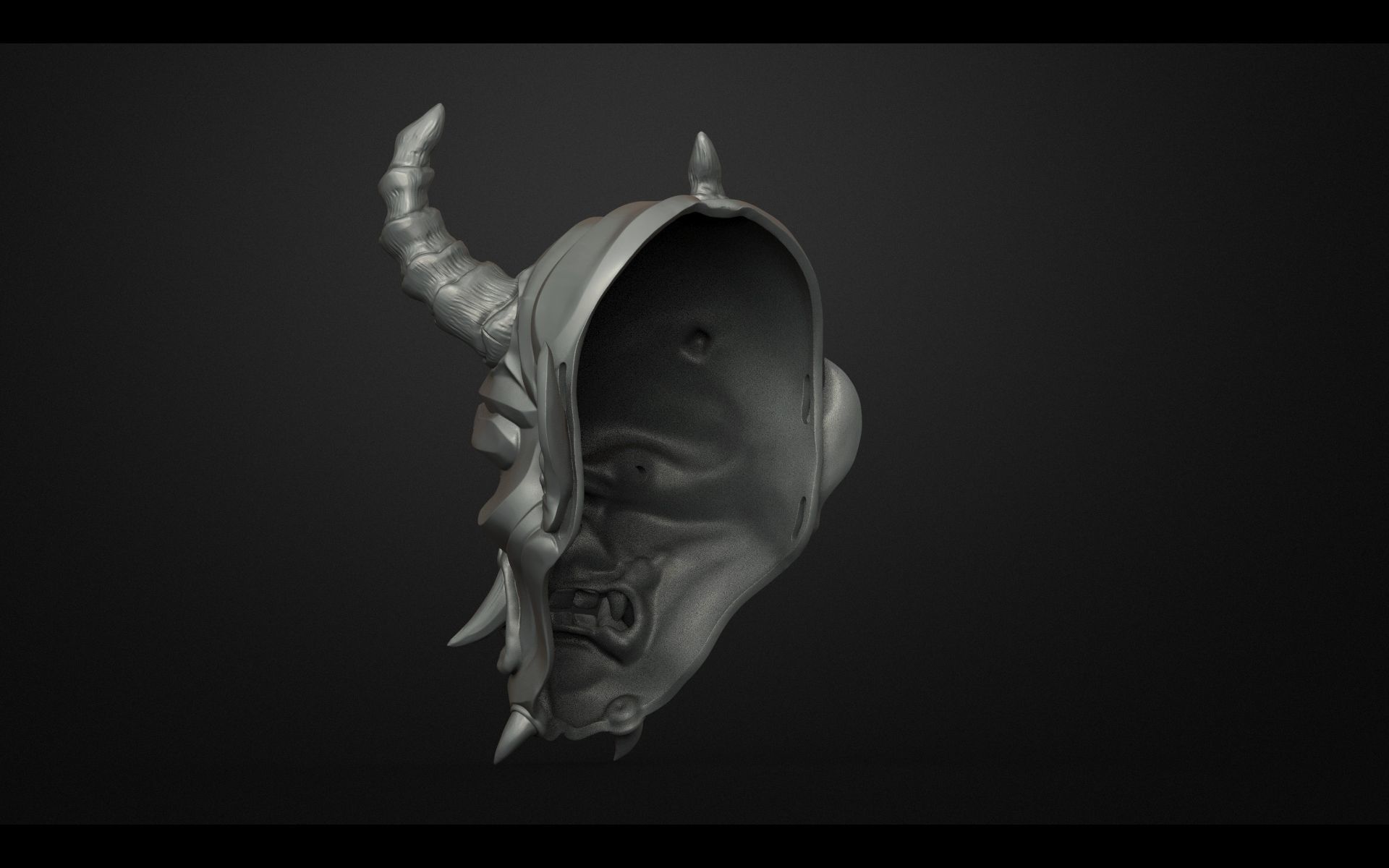 Traditional Japanese Hannya Mask Oni Mask Samurai Mask  3D print model_11