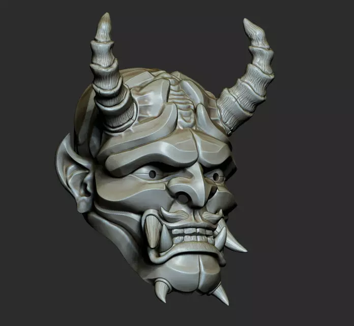 Traditional Japanese Hannya Mask Oni Mask Samurai Mask  3D print model_0