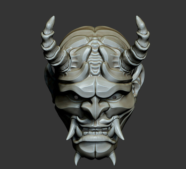 Traditional Japanese Hannya Mask Oni Mask Samurai Mask  3D print model_1