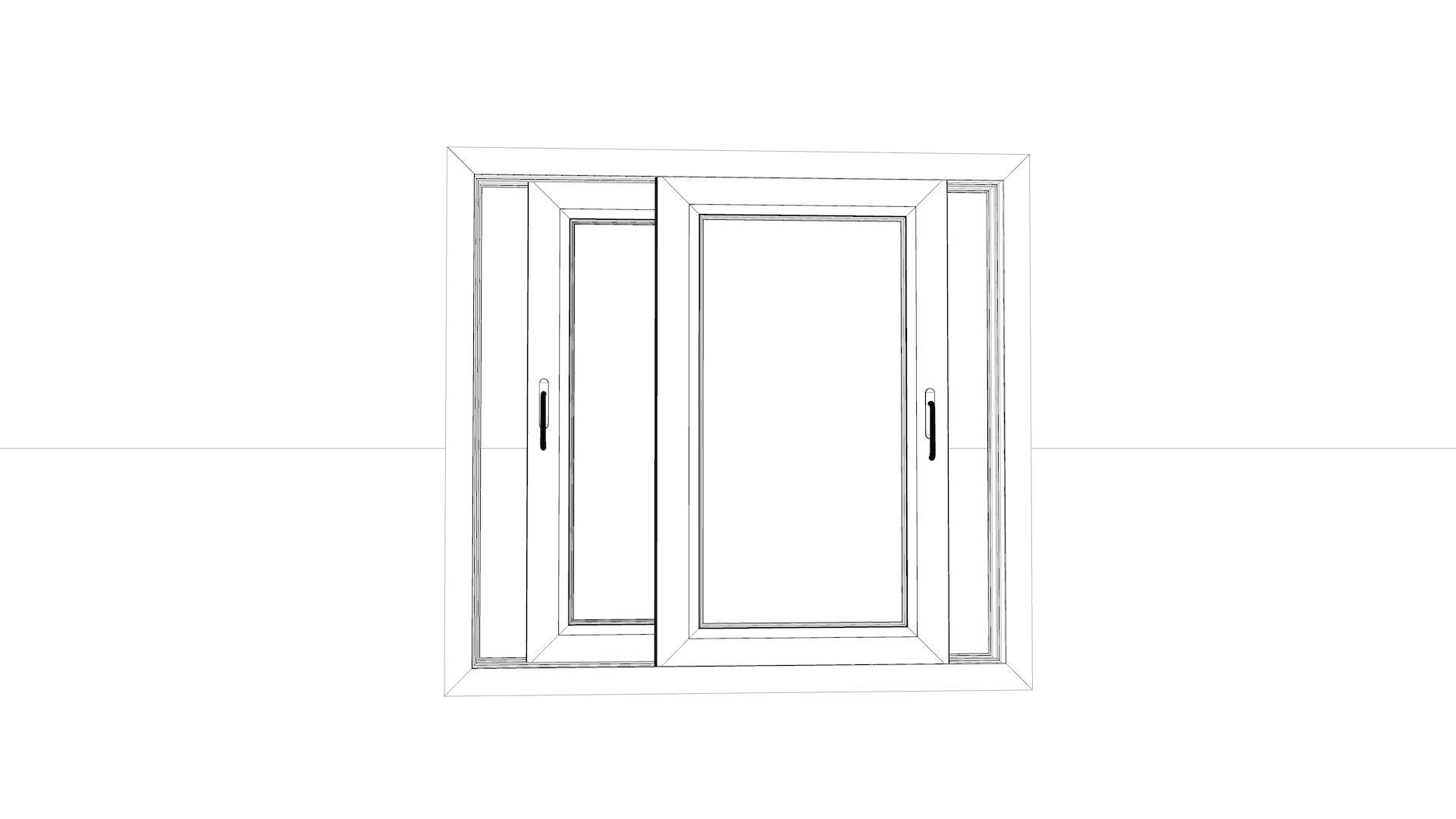 Sliding Window and Door Rigged and Adjustable 3D model_35