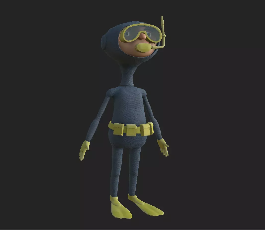 Diver Cartoon Free low-poly 3D model