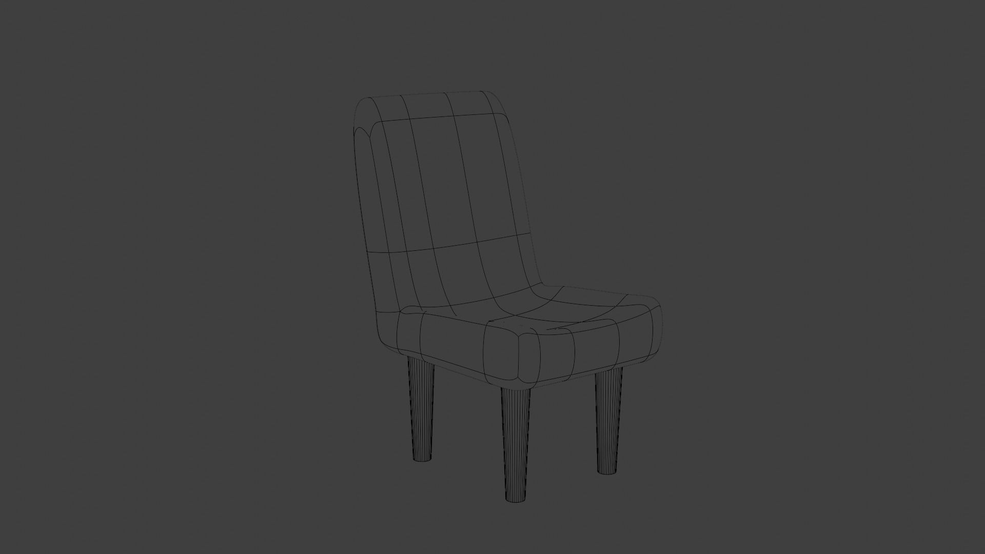 Chair dining with wooden legs Low-poly 3D model_1