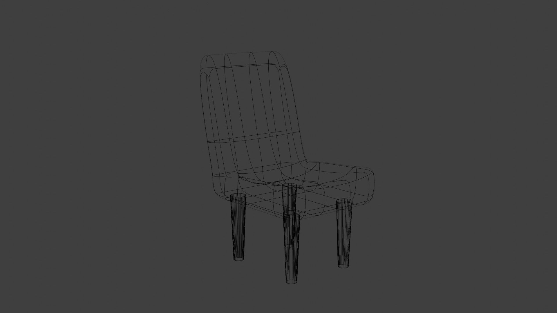 Chair dining with wooden legs Low-poly 3D model_2