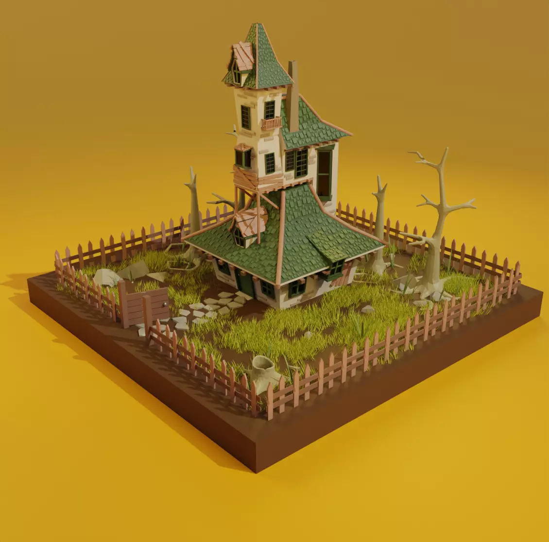 Fantasy House-low poly Free low-poly 3D model