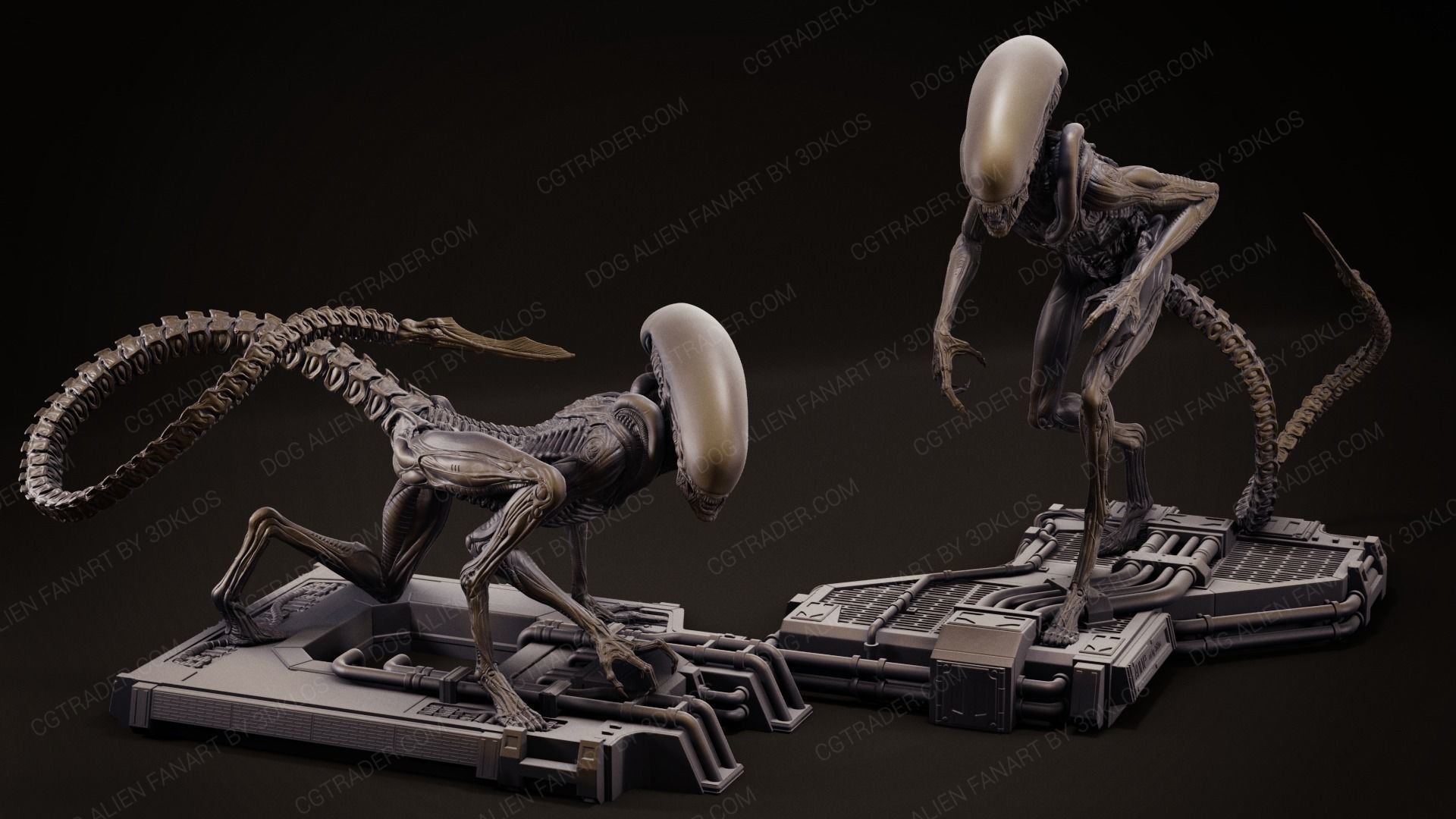 Dog alien Sculptures and Bust - fanart Collection  _4