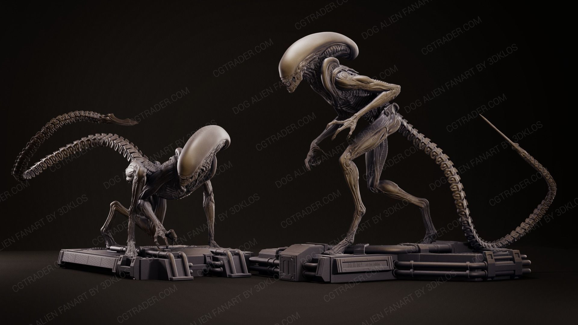 Dog alien Sculptures and Bust - fanart Collection  _3