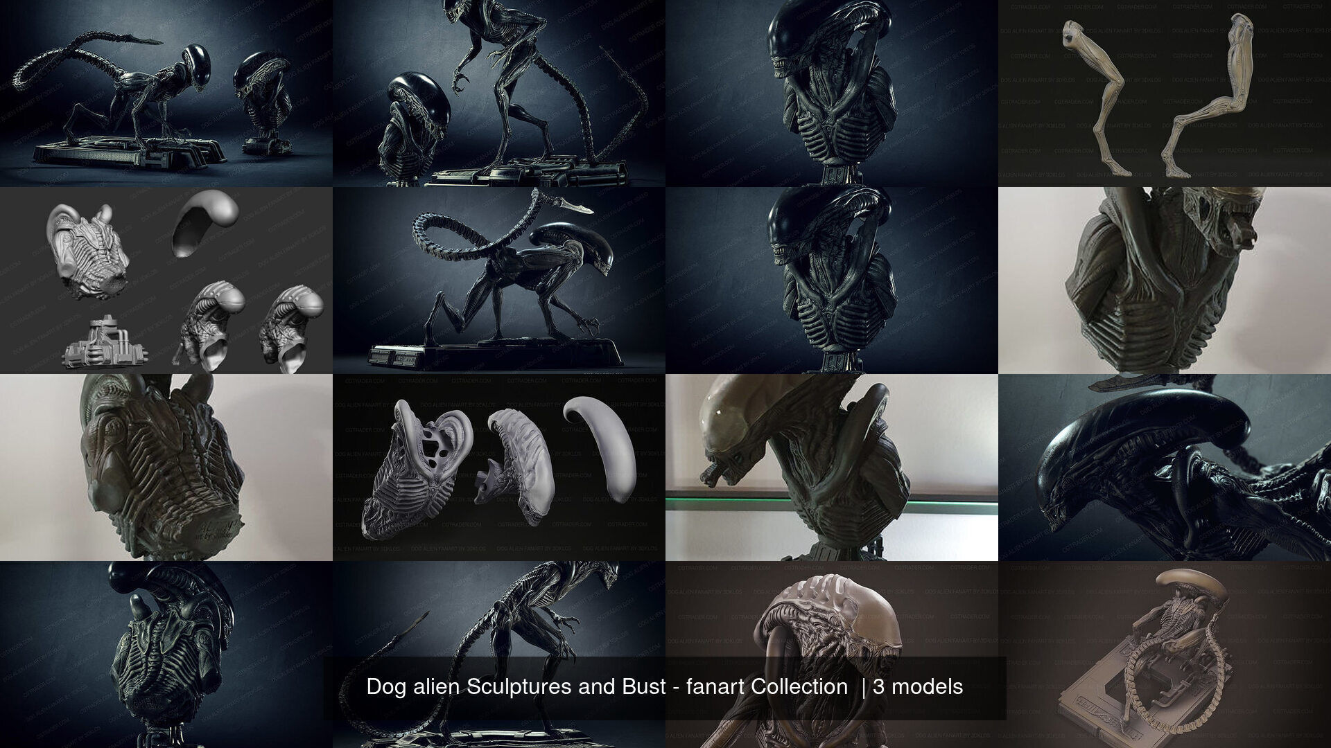 Dog alien Sculptures and Bust - fanart Collection  _1