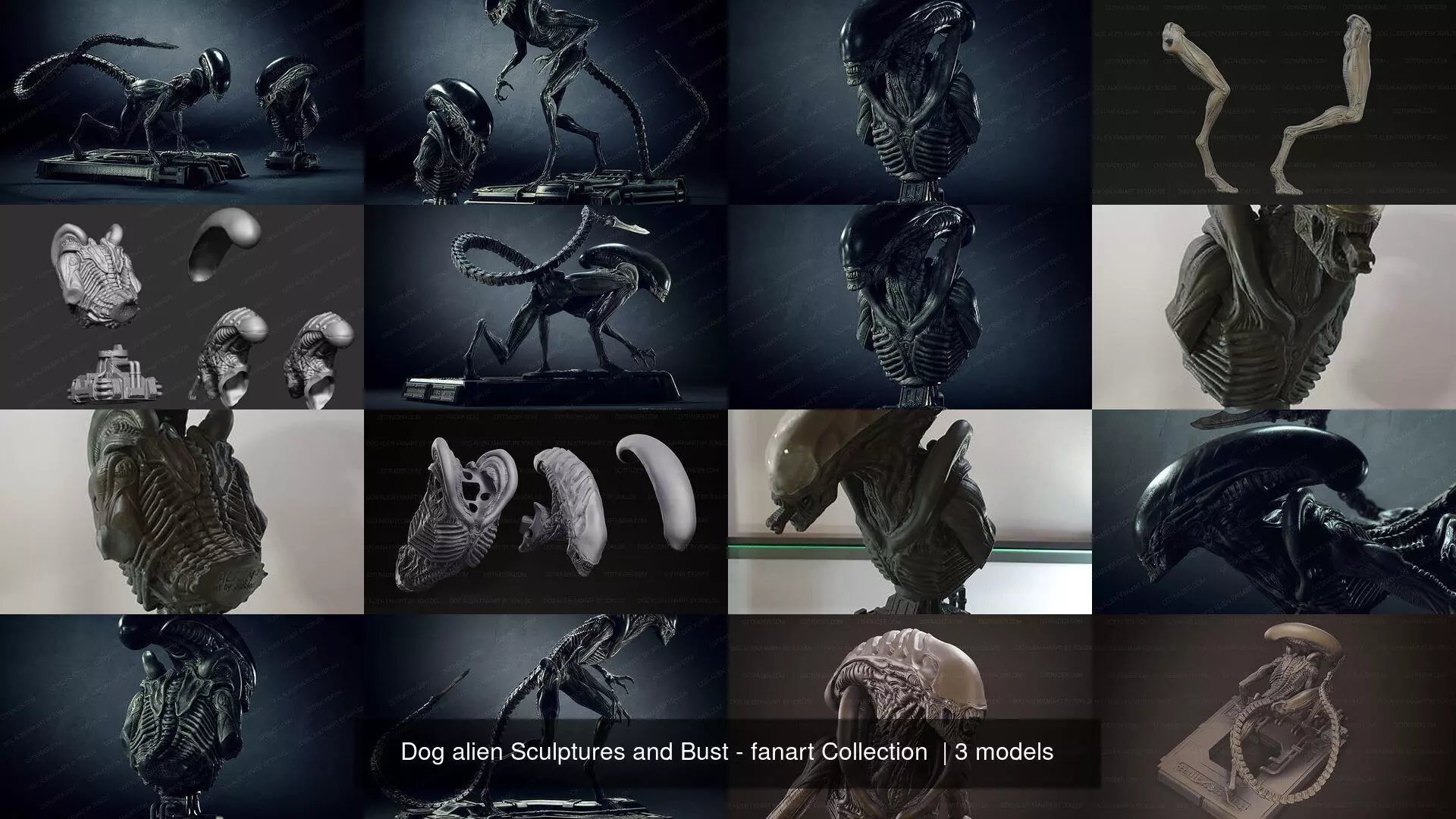 Dog alien Sculptures and Bust - fanart Collection  _1