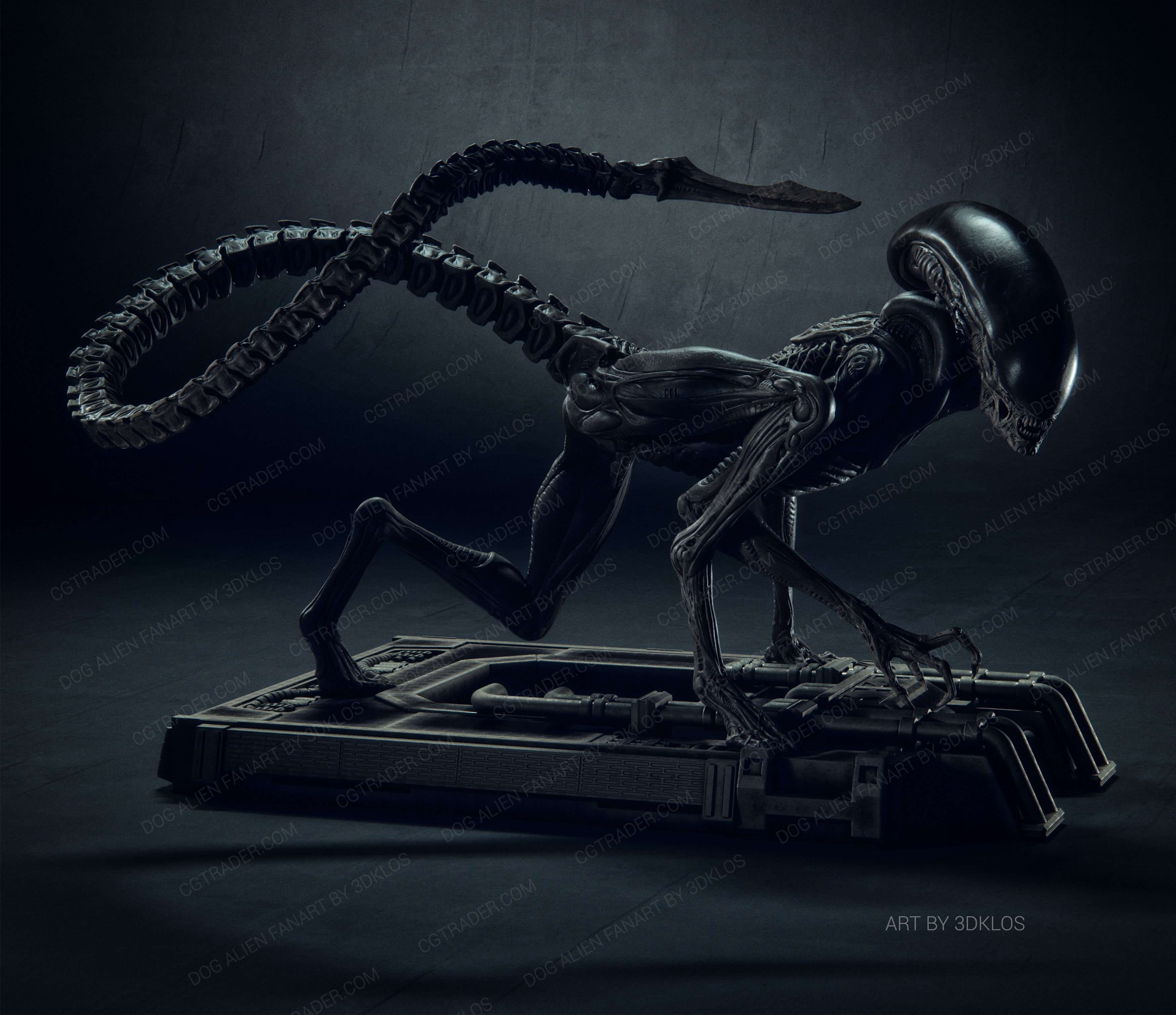 Dog alien Sculptures and Bust - fanart Collection  _6