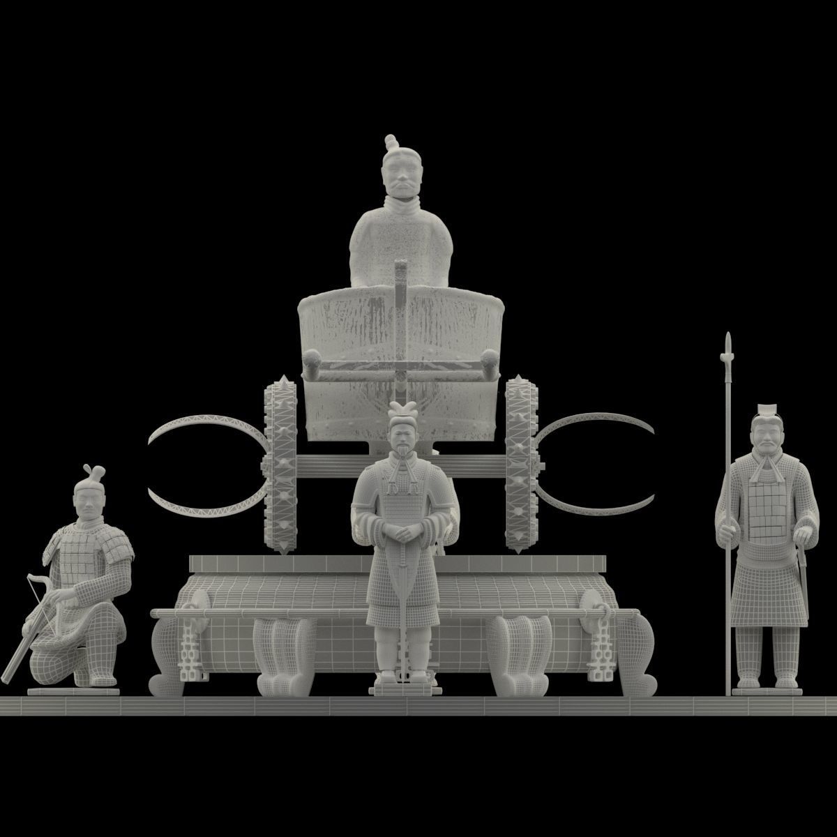 Chinese  chariot with warrior  3D model_5