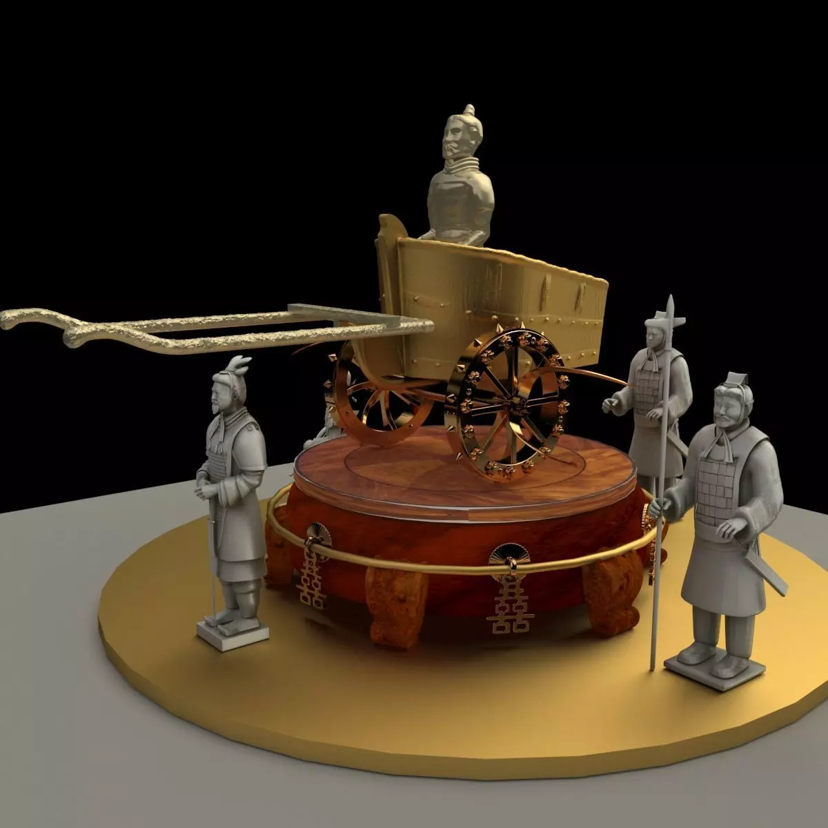 Chinese  chariot with warrior  3D model_0