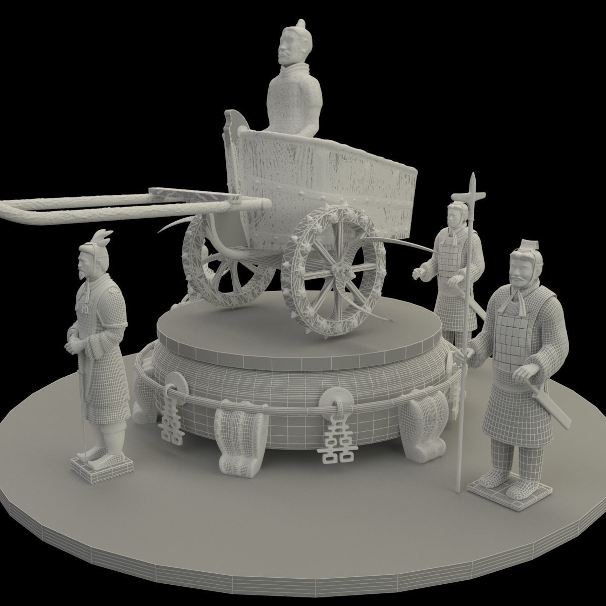 Chinese  chariot with warrior  3D model_7