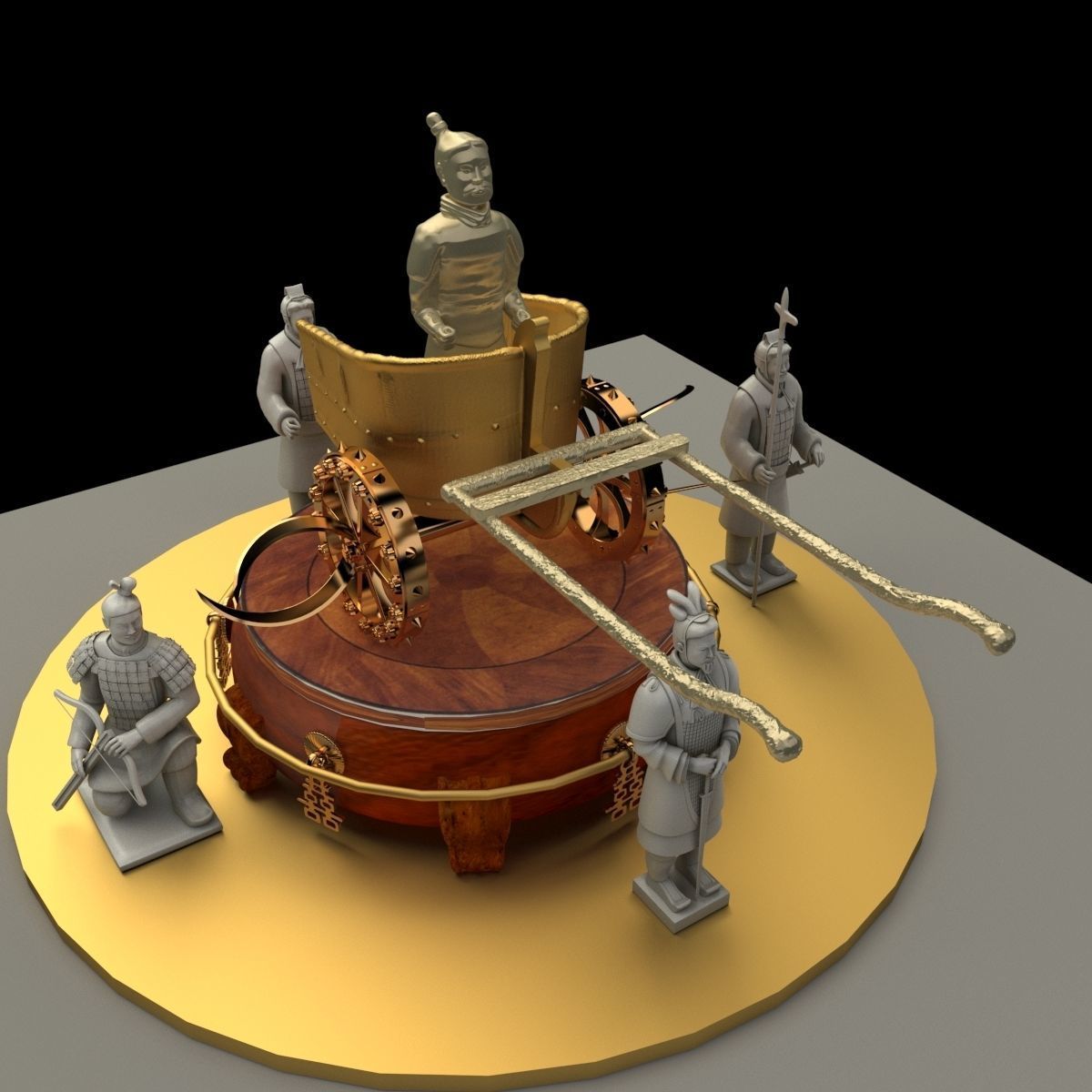 Chinese  chariot with warrior  3D model_3