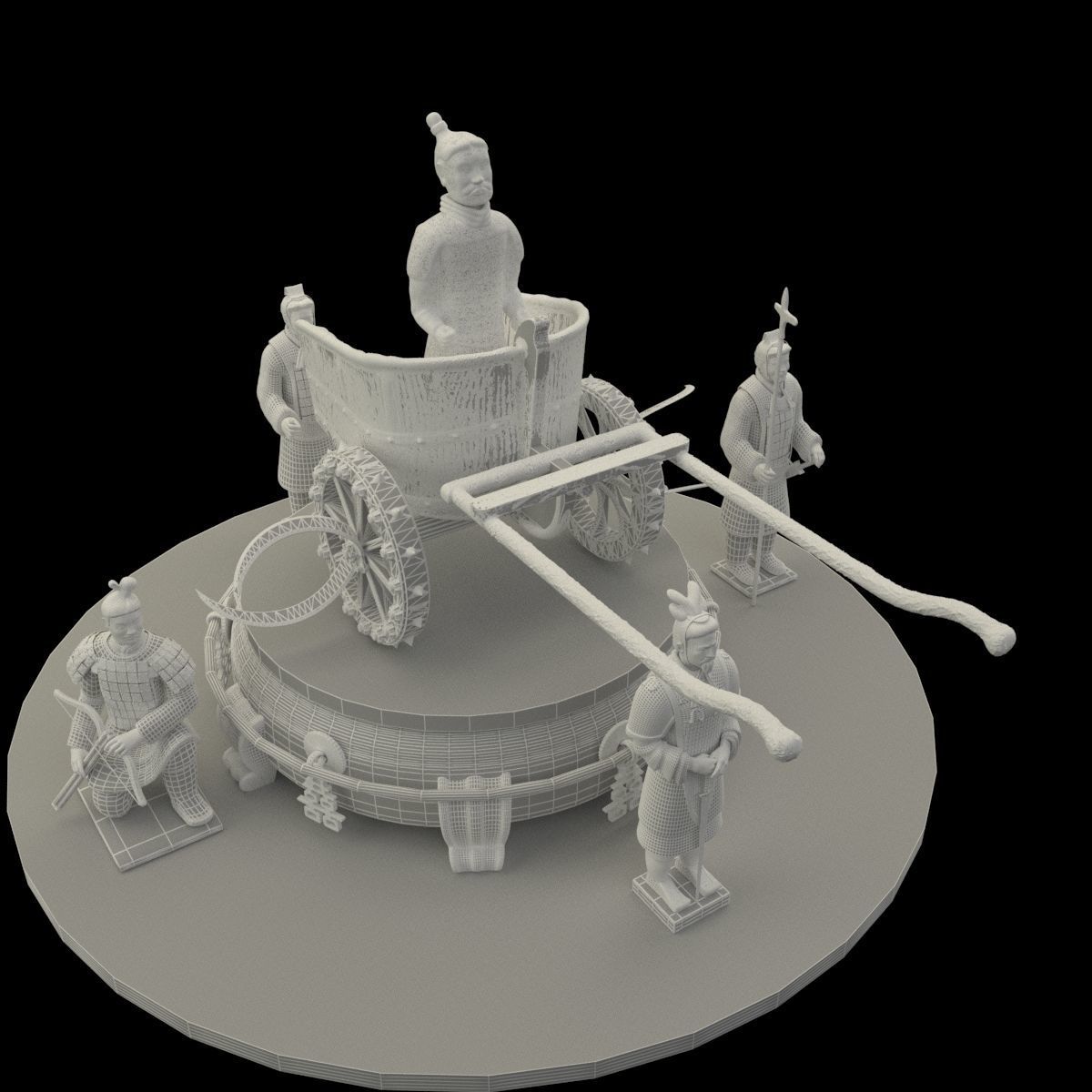 Chinese  chariot with warrior  3D model_6