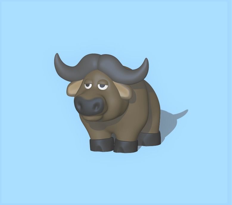A cute Bufallo to decorate and play 3D print model_1