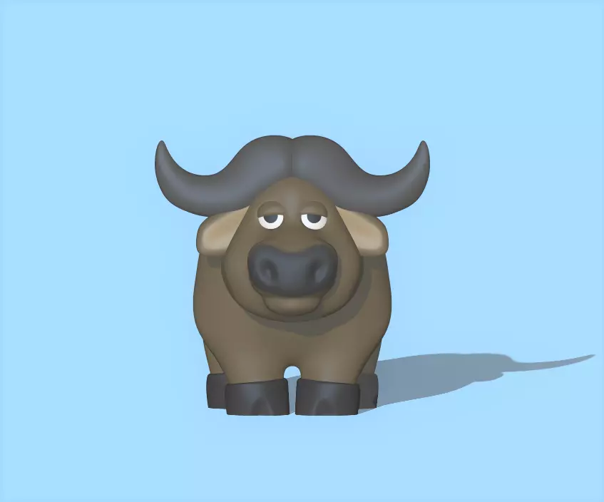 A cute Bufallo to decorate and play 3D print model_0