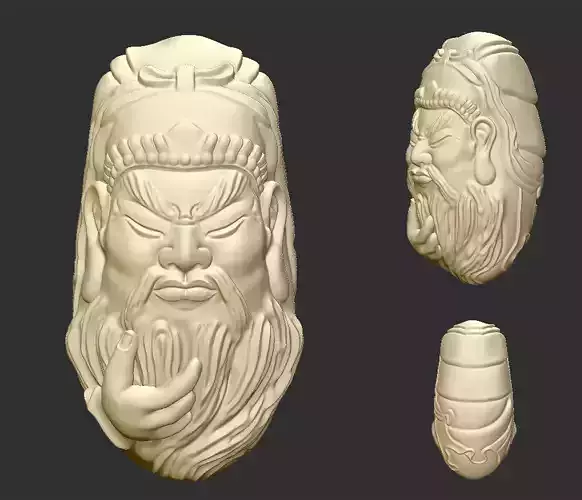 Guangong chinese head with beard