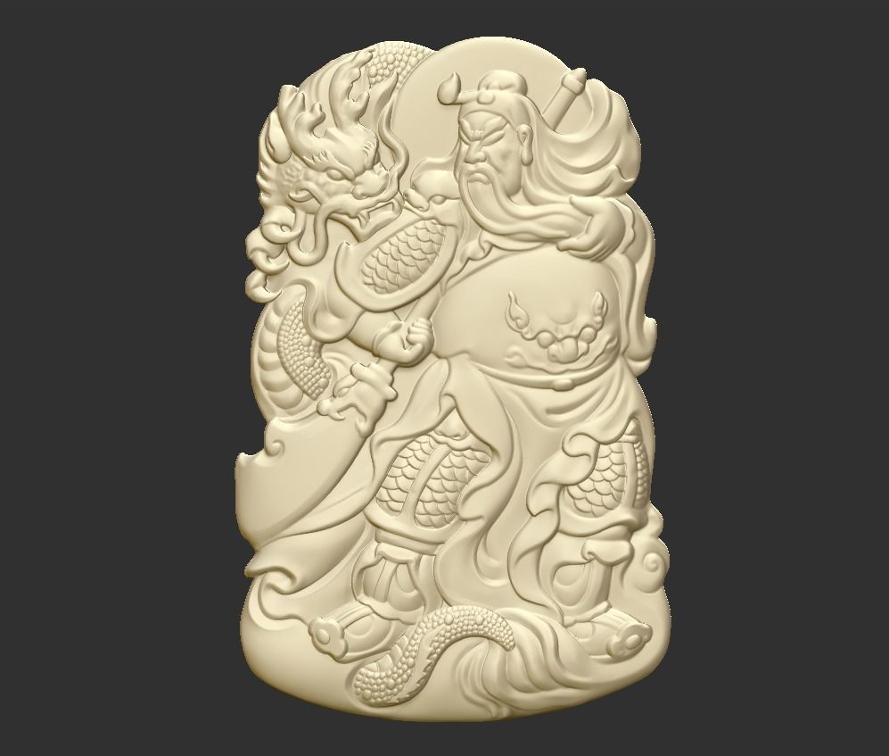 Guangong and dragon 3D print model_1